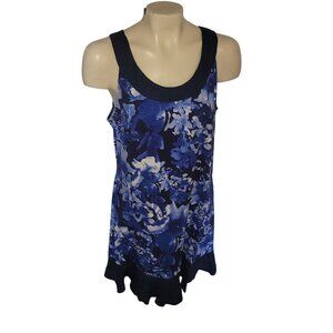 Tommy Bahama Blue Floral‎ Sleeveless Dress With Ruffle Hem Size M
